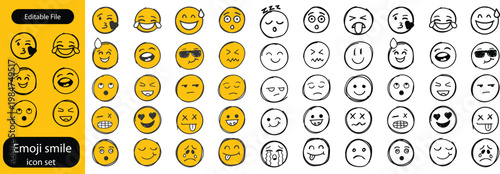 Emoji smile set. Colorful emoticon set isolated on white background. Vector illustration EPS 10