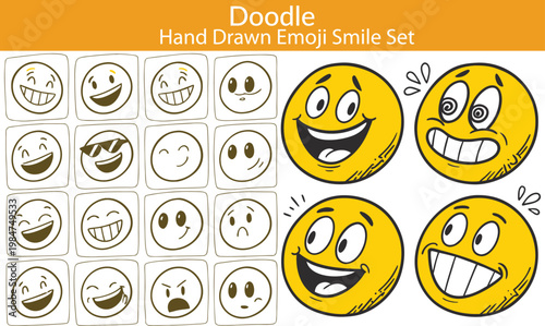 Emoji smile set. Colorful emoticon set isolated on white background. Vector illustration EPS 10