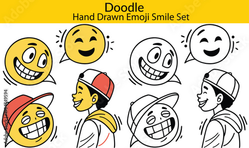 Emoji smile set. Colorful emoticon set isolated on white background. Vector illustration EPS 10