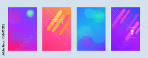 Abstract vibrant background set with rounded geometric shapes and fluid gradients