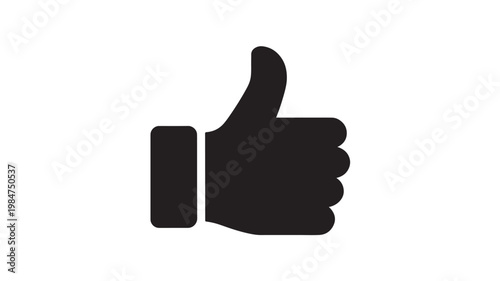 Thumbs Up Icon Black Silhouette Hand Gesture for Approval Positive Feedback and Like Symbol