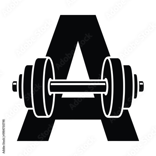 Black dumbbell weightlifting equipment fitness symbol icon design