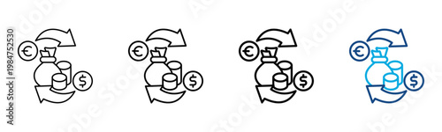 Currency Exchange Icon Different Style Outline Collection Set Vector Illustration