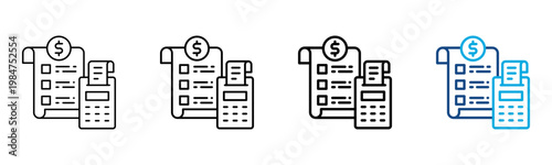 Expense Report Icon Different Style Outline Collection Set Vector Illustration