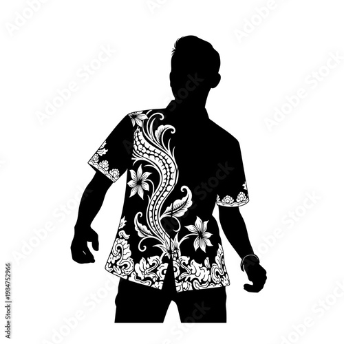 Man in traditional Batik shirt, concept of cultural heritage and fashion