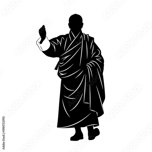 A man in a traditional Bhutanese gho robe, the concept of cultural heritage and spiritual tradition