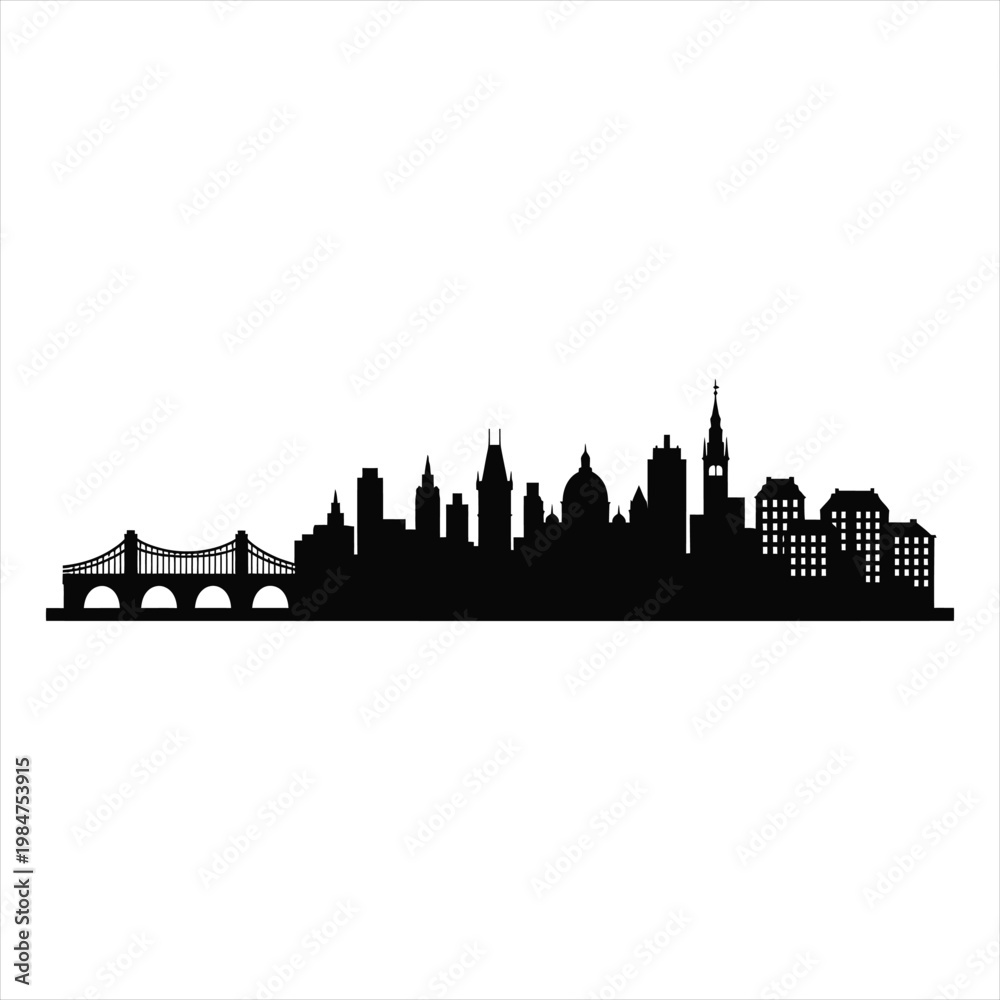 Obraz premium City skyline with bridge and buildings urban landscape silhouette