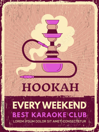 Hookah. relax time with hookah smoking. vector poster template