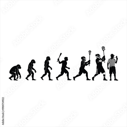 Evolution of human to lacrosse player in various sports poses
