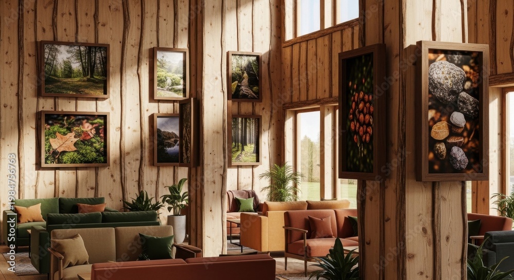 Fototapeta premium Rustic timber accents create a warm, natural ambiance within modern interior design spaces