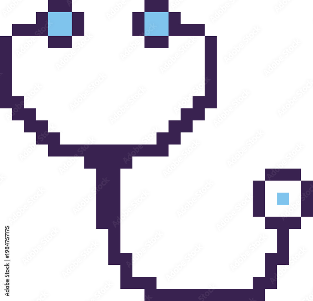 Obraz premium Cute Pixel Stethoscope Icon Flat Minimal Healthcare Sticker Style