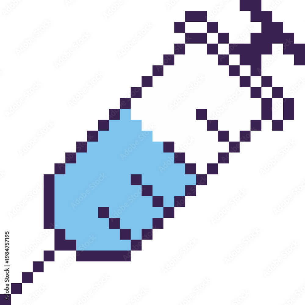 Fototapeta premium Cute Pixel Syringe Icon Flat Minimal Healthcare Sticker Style