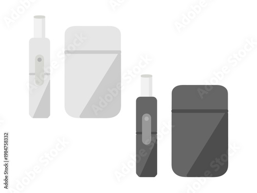 電子タバコ　加熱式タバコ　白　黒　イラストセット