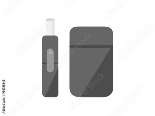 電子タバコ　加熱式タバコ　黒　イラスト