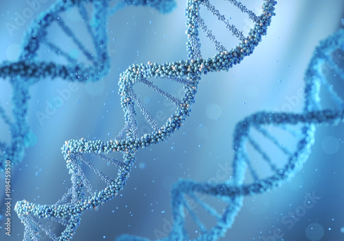 DNA Double Helix Spiral Molecule Structure, molecule or atom Science or medical background, 3d illustration.