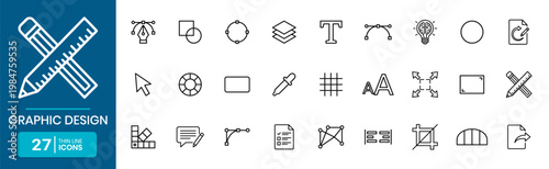 Graphic Design Thin Line Minimal Outline Vector Icon Set