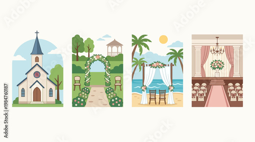 Church and wedding ceremony locations.