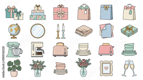 Colorful illustration of various gifts.