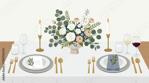 Elegant table setting with plates.