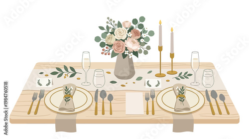 Table Setting with Floral Centerpiece.
