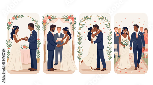 Wedding couple in formal attire.