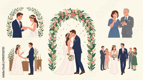 Wedding couple in formal attire.