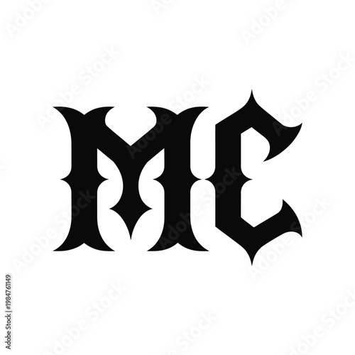 Black calligraphic mc letters