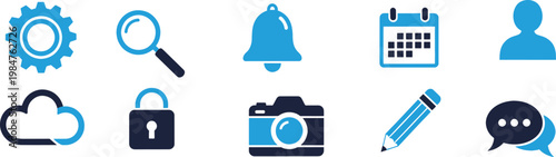 A collection of icons representing various digital tools and services.