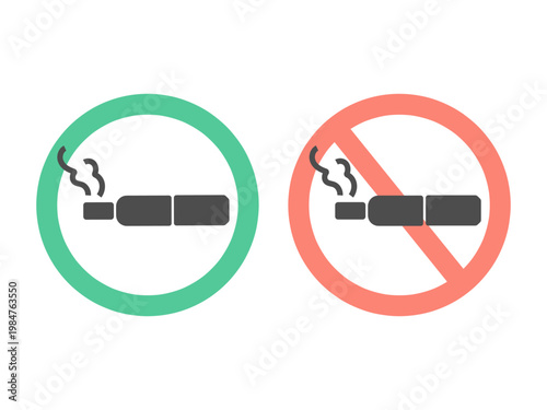 禁煙・喫煙マーク（電子タバコ・加熱式タバコ）　イラストセット