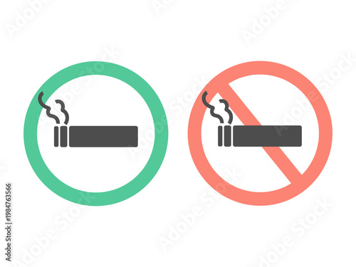 禁煙・喫煙マーク（紙巻タバコ）　イラストセット