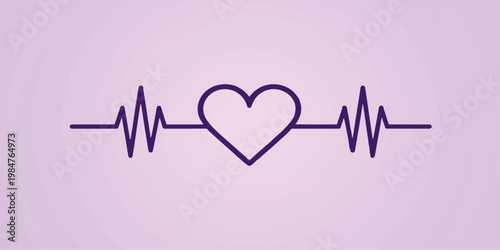 A healthy heartbeat pulse line forms a heart shape on a medical electrocardiogram vector graph symbol representing life and cardiology care in a hospital healthcare monitor