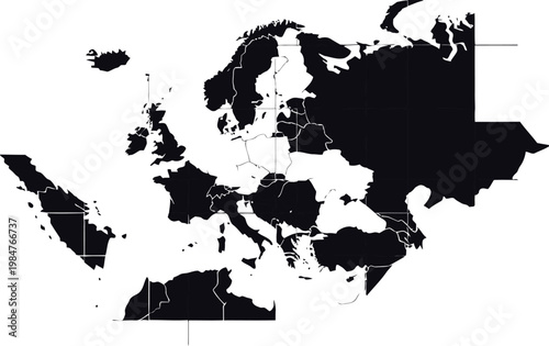 Minimal Europe map vector black white silhouette clean modern design