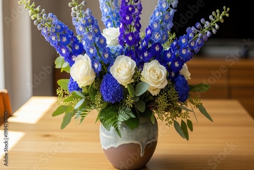 Beautiful bouquet of flowers in a vase on a table