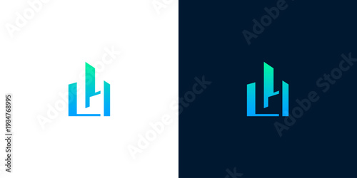 Modern abstract logo representing a stylized skyscraper with a subtle 'U' initial, ideal for real estate or architectural firms
