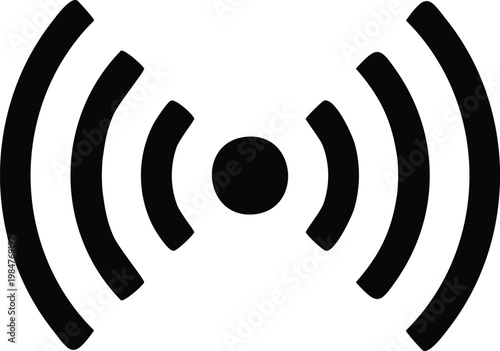 Wireless Signal Icon with Radio Waves Isolated on White Background
