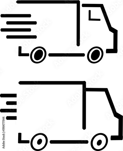 Fast delivery icon set. Free shipping, express delivery, 24 hours, fast van. Truck symbol vector graphic