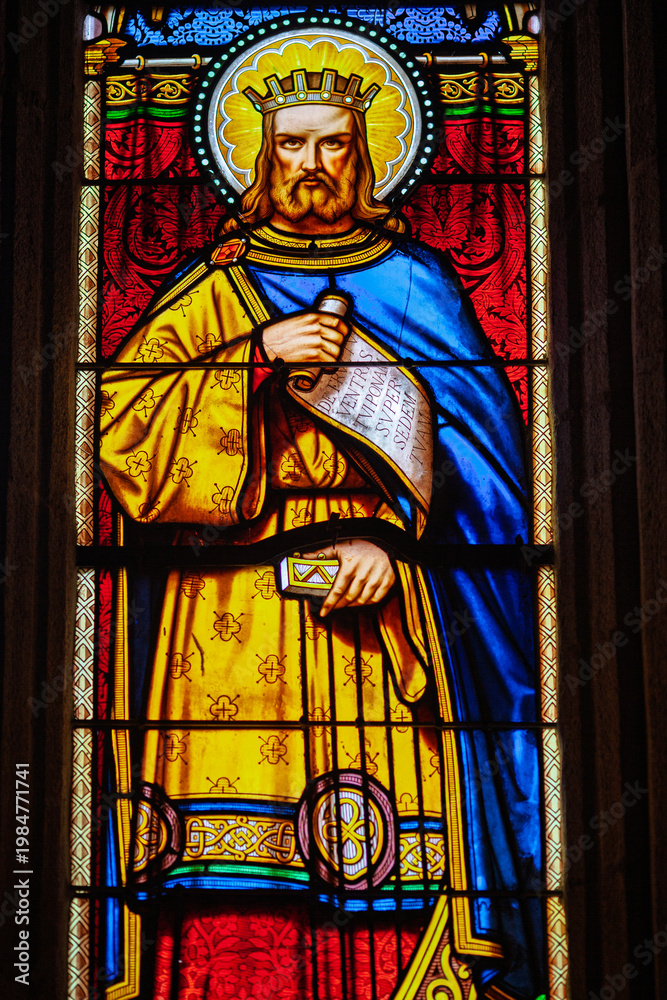 Fototapeta premium King David Stained Glass Panel, Saint Corentin Cathedral, Quimper