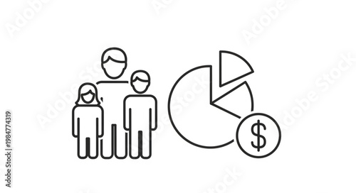 Family financial planning and investment chart illustration.