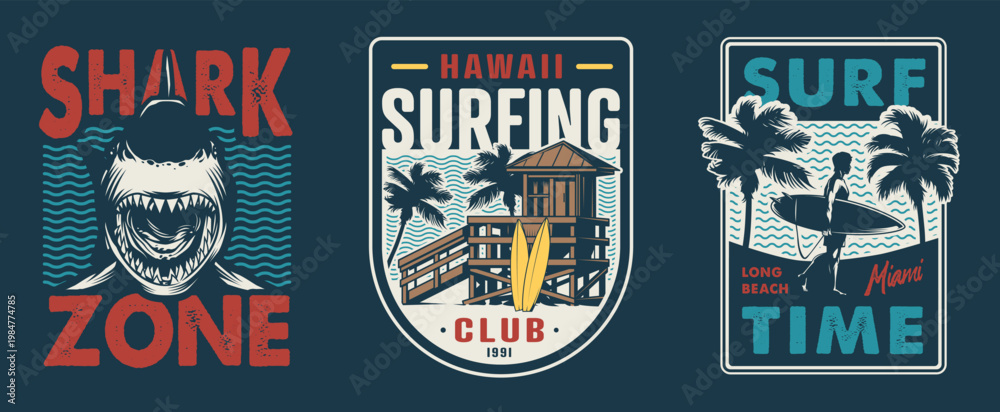 Fototapeta premium Surfing designs from Hawaii