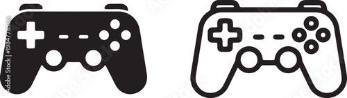game controller icon set solid and outline gaming pad vector illustration