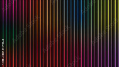 A vibrant spectrum of vertical lines creates an abstract gradient effect transitioning through many colors