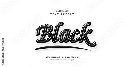 Editable Black Text Effect, Vector Typography, 100% Editable File