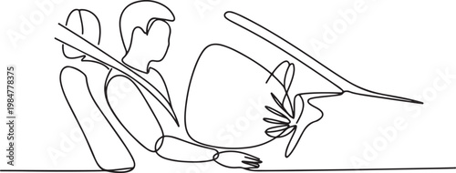 Continuous one line drawing of a person experiencing an airbag deployment while sitting in a car seat with a seatbelt fastened.one line drawing vector illustration
