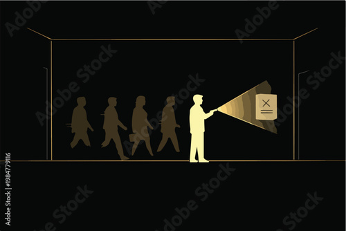 Whistleblowing Ethics Concept with Employee Revealing Hidden Organizational Issue Through Transparency Illustration