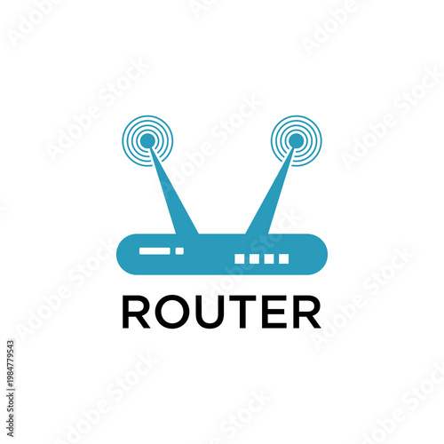 Router wifi logo vector wireless network internet technology icon modem signal communication connection digital system flat design