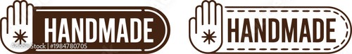 Handmade label icons in brown, vintage badge design for craft products and artisanal branding