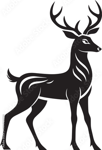 Black silhouette of a deer standing 1.