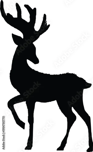 Obraz Black silhouette of a deer standing.