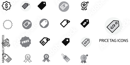 Price Tag simple concept 24 Grew color icons set .Vector illustration.