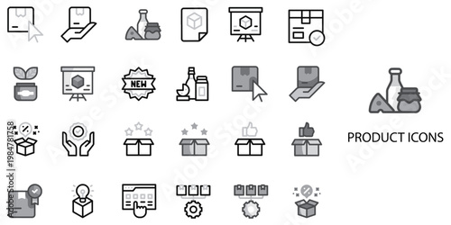 Product simple concept 24 Grew color icons set .Vector illustration.